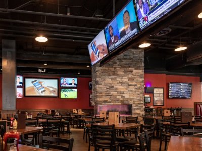 Downtown District Tap Overhead TVs